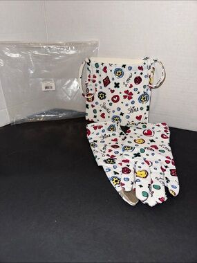 Brighton White Multicolor Heart & Flower Pattern Gloves and Wristlet